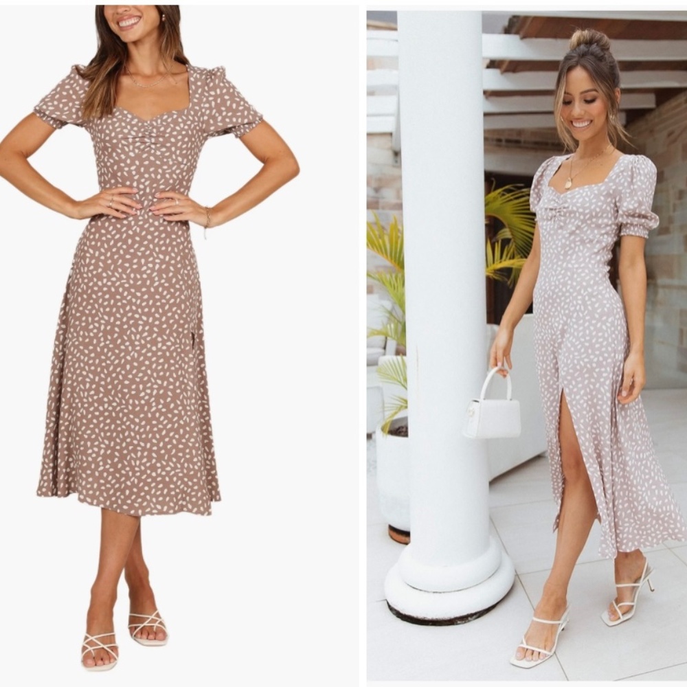 NWT Petal & Pup - Franklin Print Puff Sleeve Midi Dress